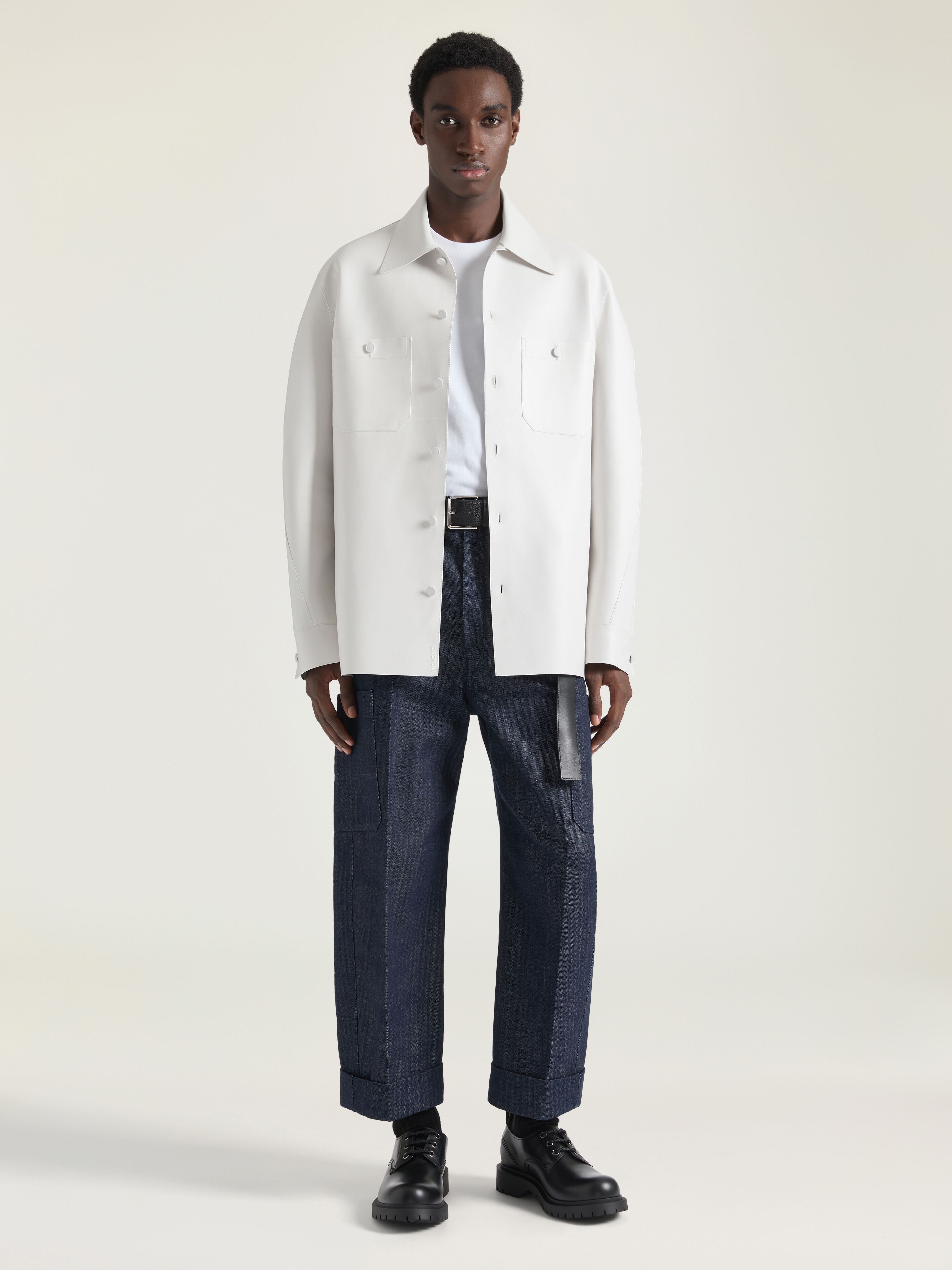 Couture Seam overshirt in leather